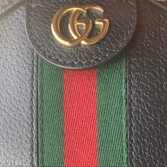 🛑SOLD🛑 authentic black Gucci Mini Leather Ophidia Round Crossbody Shoulder Bag - Picture 5 of 11
